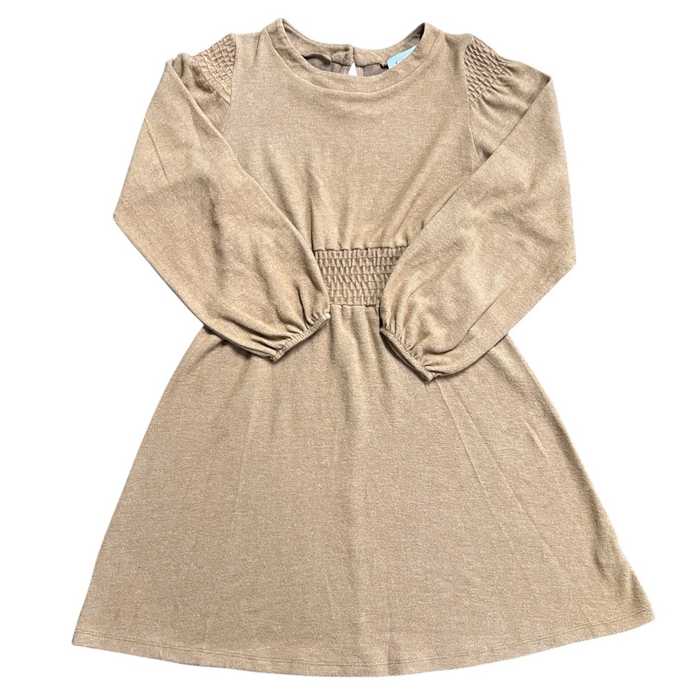Gilli Womens Brown Long Sleeve Dress Smocked Waist Casual‎ Mini Dress Size Small